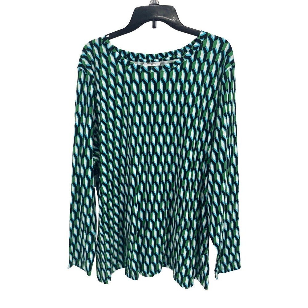 Diane Von Furstenberg For Target Crewneck Arrow Geo Green Long Sleeve Top 4X NEW